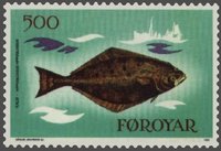 Atlantic halibut (Hippoglossus hippoglossus (on a Faroese stamp))