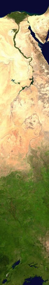 Composite satellite image of the Nile (see also the Nile delta)