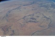 The Great Bend of the Nile in Sudan, looking north across the Sahara Desert towards Lake Nasser and Egypt.  Photograph ISS006-E-43181 taken from the International Space Station, courtesy of NASA.