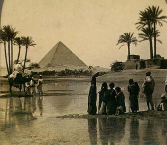 Great Pyramid of Giza from a 19th century stereopticon card photo.