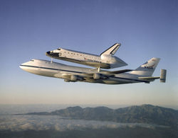 Space Shuttle Atlantis transported by a Boeing 747 Shuttle Carrier Aircraft (SCA), 1998 (NASA)