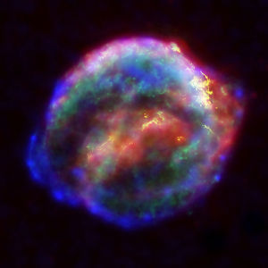 Multiwavelength X-ray image of the remnant of Kepler's Supernova, SN 1604. (Chandra X-ray Observatory)