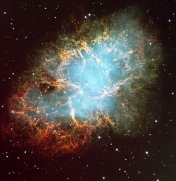 The Crab Nebula is an expanding cloud of gas created by the 1054 supernova. (ESO Very Large Telescope)