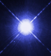 The image of Sirius A and Sirius B taken by Hubble Space Telescope A &ndash; bigger, B &ndash; smaller white dwarf (Credit:NASA)