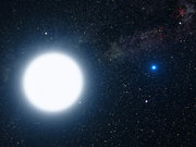 An artist impresion of Sirius A and Sirius B, A &ndash; bigger, B &ndash; smaller white dwarf (Credit:NASA)