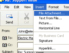 showing how to insert the attachment