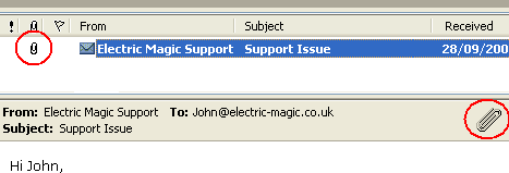 highlighting the attachment symbol