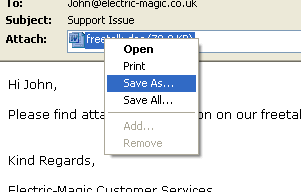 highlighting the attachment symbol