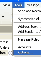 showing the process of getting to the Options option